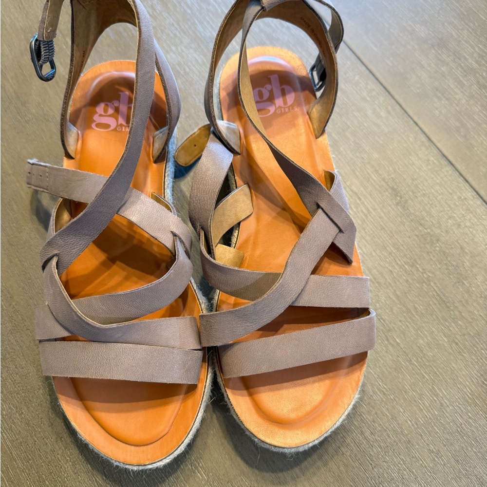 GB girls Tan Dress Shoes with Strappy Design